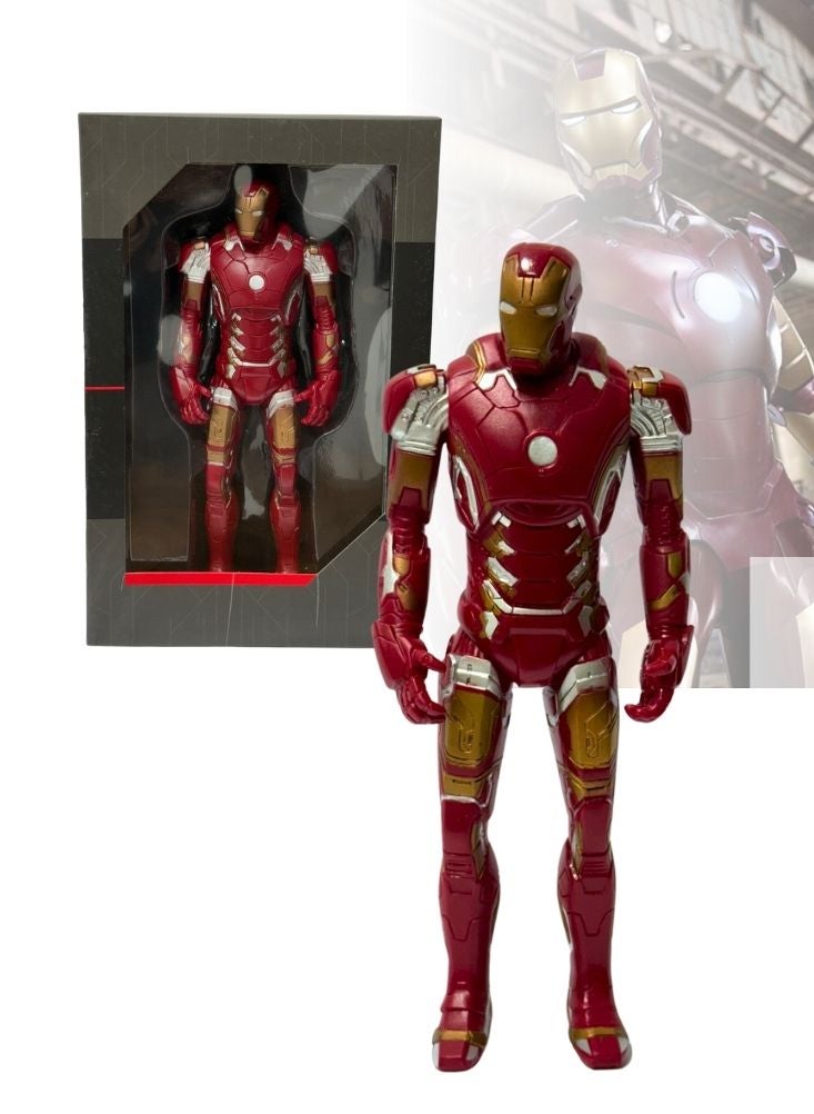 بريميم مجسم شخصية الرجل الحديدي مع بدلة درع حمراء وذهبية، قطعة تذكارية مفصلة من مارفل سوبر هيرو في صندوق عرض - Image 1